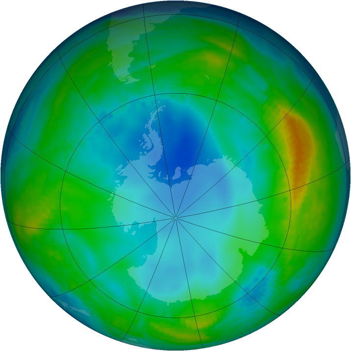 Antarctic ozone map for 04 June 1992
